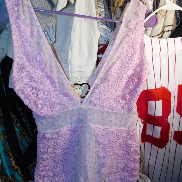 Free People Breaking Hearts Metllic Lce Bodysuit - Picture 4 of 5